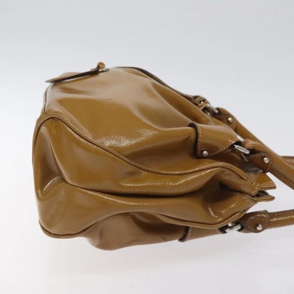 Salvatore Ferragamo Hand Bag Patent leather Brown Silver Auth BA3981 - Picture 3 of 15